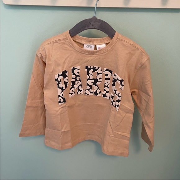 ZARA PARIS RAISED TEXT T-SHIRT - Picture 3 of 7